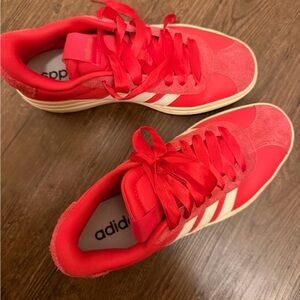Adidas Vibrant Red Sneakers with Classic White Accents